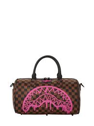 BORSONE SPRAYGROUND PINK DRIP BROWN CHECK DUFFLE